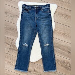 OAT NEW YORK Straight Leg Frayed Hem Jeans Size 27